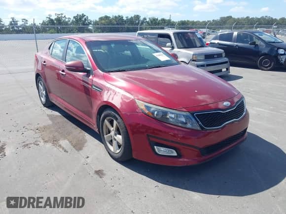 2014 Kia Optima LX with VIN 5XXGM4A73EG269864, listed as a IAAI auction lot 43489558 with 117,422 mi miles and . Bid and sale history available at DreamBid. Image 1.