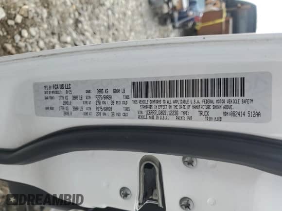 2016 Ram 1500 Big Horn с VIN 1C6RR7LG0GS112236, выставлен на аукционе Copart как лот 51919025 с пробегом 102 748 миль миль и Списание • Salvage title. История ставок и продаж доступна на DreamBid. Изображение 12.