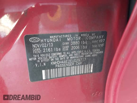 2014 Hyundai Elantra SE с VIN KMHDH4AE2EU029717, выставлен на аукционе IAAI как лот 43296595 с пробегом 129 520 миль миль и . История ставок и продаж доступна на DreamBid. Изображение 9.