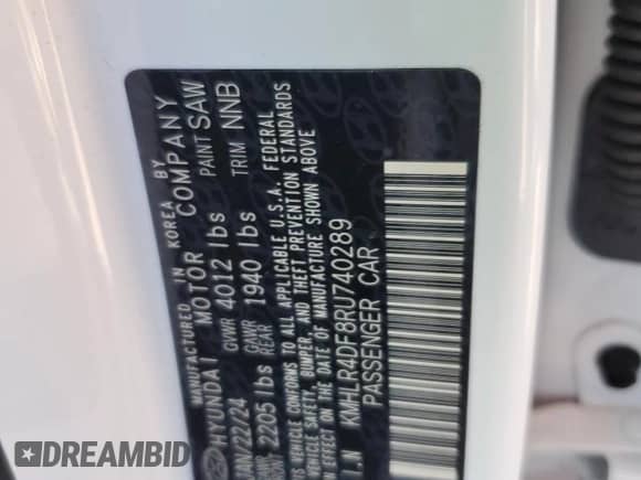 2024 Hyundai Elantra N Line z VIN KMHLR4DF8RU740289, wystawiony jako Copart lot #84549915 z przebiegiem 7 393 mil mil oraz Szkoda całkowita • Salvage title. Historia ofert i sprzedaży dostępna na DreamBid. Obrazek 12.