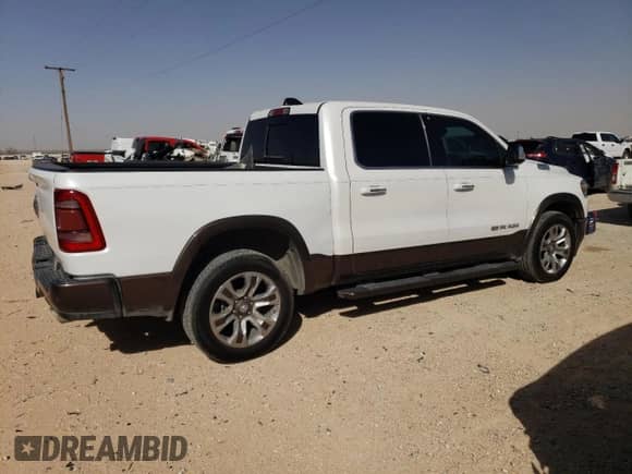 2020 Ram 1500 Longhorn with VIN 1C6RREKT7LN353979, listed as a Copart auction lot 42836725 with 124,213 mi miles and Salvage title. Bid and sale history available at DreamBid. Image 3.