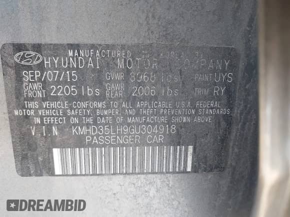 2016 Hyundai Elantra с VIN KMHD35LH9GU304918, выставлен на аукционе IAAI как лот 43312898 с пробегом 185 700 миль миль и . История ставок и продаж доступна на DreamBid. Изображение 9.