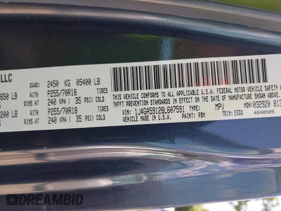 2008 Jeep Wrangler Unlimited Sahara with VIN 1J4GA59128L607591, listed as a IAAI auction lot 42959722 with 129,564 mi miles and . Bid and sale history available at DreamBid. Image 9.