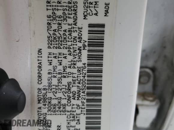 2002 Toyota Highlander с VIN JTEHF21A520042764, выставлен на аукционе Copart как лот 84029725 с пробегом 215 299 миль миль и Списание • Salvage title. История ставок и продаж доступна на DreamBid. Изображение 12.