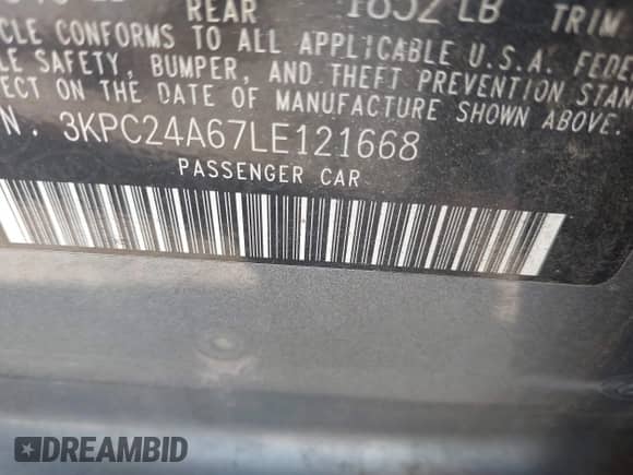 2020 Hyundai Accent SE с VIN 3KPC24A67LE121668, выставлен на аукционе IAAI как лот 43140646 с пробегом 162 978 миль миль и . История ставок и продаж доступна на DreamBid. Изображение 9.