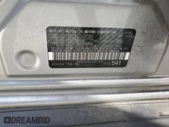 2020 Mitsubishi Outlander SE z VIN JA4AD3A35LZ011203, wystawiony jako Copart lot #64940845 z przebiegiem 114 882 mil mil oraz Szkoda całkowita • Salvage title. Historia ofert i sprzedaży dostępna na DreamBid. Obrazek 13.