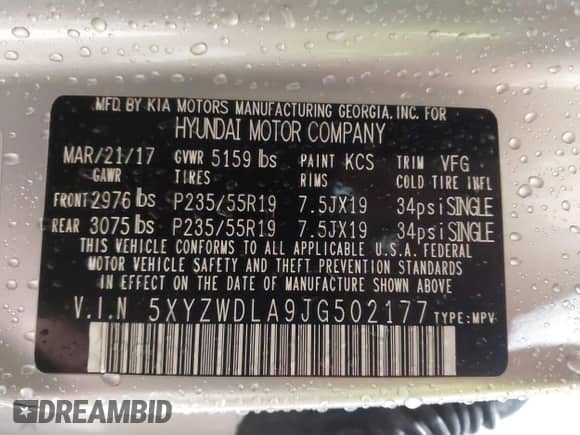 2018 Hyundai Santa Fe Ultimate с VIN 5XYZWDLA9JG502177, выставлен на аукционе IAAI как лот 41904033 с пробегом 68 000 миль миль и . История ставок и продаж доступна на DreamBid. Изображение 9.