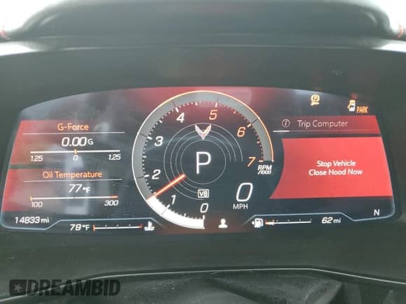 2023 Chevrolet Corvette 1LT with VIN 1G1YA3D43P5117687, listed as a Copart auction lot 59376945 with 14,833 mi miles and Salvage title. Bid and sale history available at DreamBid. Image 9.