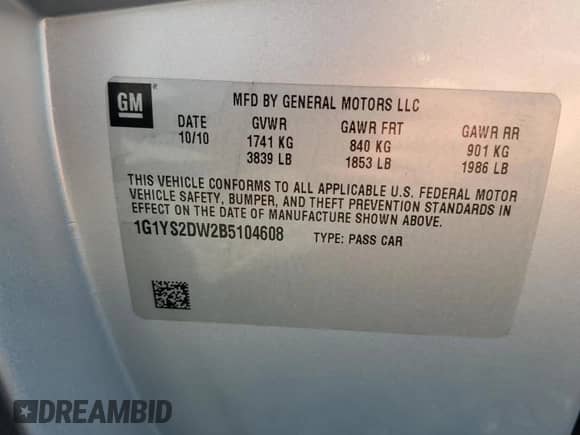 2011 Chevrolet Corvette Z16 Grand Sport 3LT с VIN 1G1YS2DW2B5104608, выставлен на аукционе Copart как лот 69206444 с пробегом 51 947 миль миль и Списание • Salvage title. История ставок и продаж доступна на DreamBid. Изображение 12.
