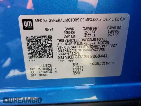 2024 Chevrolet Blazer EV eAWD RS z VIN 3GNKDCRJ2RS260441, wystawiony jako Copart lot #56760625 z przebiegiem 572 mil mil oraz Szkoda całkowita • Salvage title. Historia ofert i sprzedaży dostępna na DreamBid. Obrazek 14.