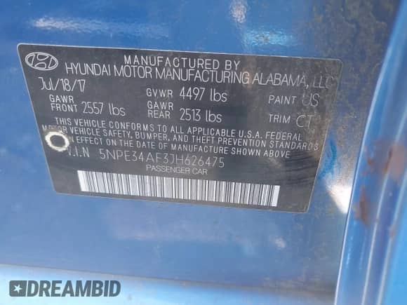 2018 Hyundai Sonata Sport with VIN 5NPE34AF3JH626475, listed as a IAAI auction lot 43489012 with 105,647 mi miles and . Bid and sale history available at DreamBid. Image 9.