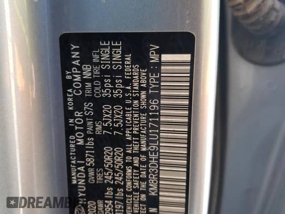 2020 Hyundai Palisade SEL с VIN KM8R3DHE9LU171196, выставлен на аукционе Copart как лот 67956905 с пробегом 97 768 миль миль и Списание • Salvage title. История ставок и продаж доступна на DreamBid. Изображение 13.