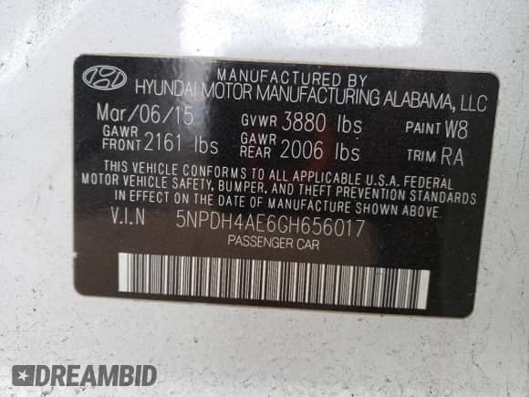 2016 Hyundai Elantra Limited z VIN 5NPDH4AE6GH656017, wystawiony jako Copart lot #53173605 z przebiegiem 80 061 mil mil oraz Szkoda całkowita • Salvage title. Historia ofert i sprzedaży dostępna na DreamBid. Obrazek 15.