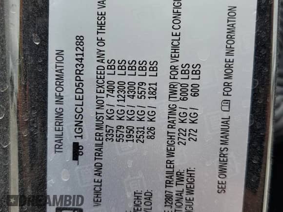 2023 Chevrolet Tahoe Commercial with VIN 1GNSCLED5PR341288, listed as a Copart auction lot 55039915 with 28,984 mi miles and Salvage title. Bid and sale history available at DreamBid. Image 14.