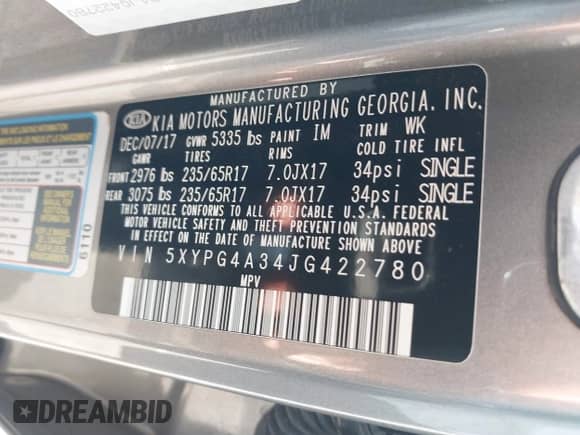 2018 Kia Sorento L с VIN 5XYPG4A34JG422780, выставлен на аукционе IAAI как лот 43264925 с пробегом 100 185 миль миль и . История ставок и продаж доступна на DreamBid. Изображение 9.