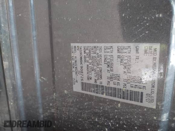 2017 Nissan Pathfinder SV with VIN 5N1DR2MN6HC908726, listed as a IAAI auction lot 42647856 with Not provided miles and . Bid and sale history available at DreamBid. Image 9.