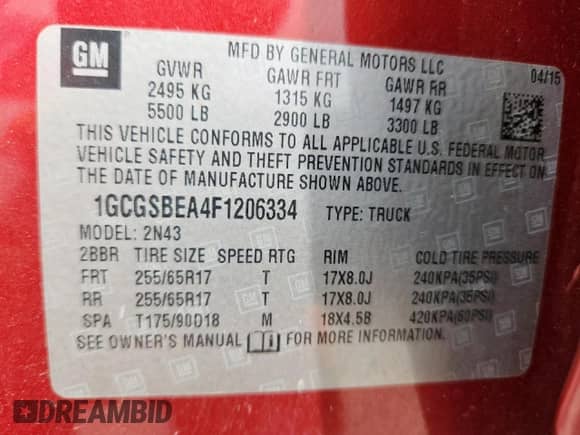 2015 Chevrolet Colorado 2WD LT z VIN 1GCGSBEA4F1206334, wystawiony jako Copart lot #63117815 z przebiegiem 65 216 mil mil oraz Czysty tytuł • Clean title. Historia ofert i sprzedaży dostępna na DreamBid. Obrazek 12.