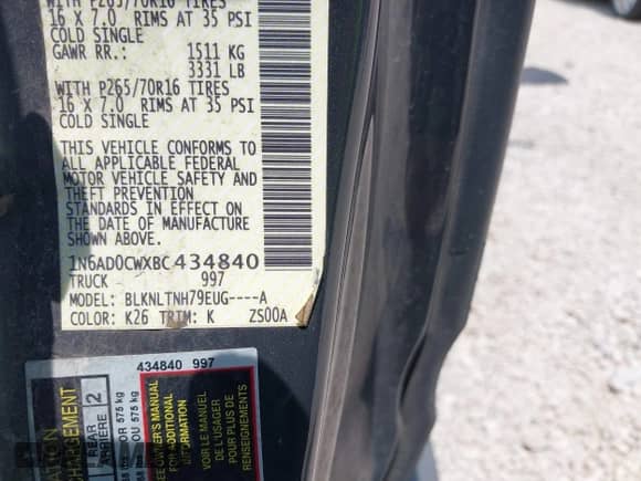 2011 Nissan Frontier SV with VIN 1N6AD0CWXBC434840, listed as a IAAI auction lot 42492717 with 159,037 mi miles and . Bid and sale history available at DreamBid. Image 9.