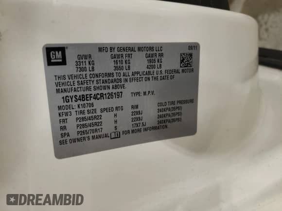 2012 Cadillac Escalade Luxury с VIN 1GYS4BEF4CR126197, выставлен на аукционе Copart как лот 53817745 с пробегом 139 155 миль миль и Списание • Salvage title. История ставок и продаж доступна на DreamBid. Изображение 13.