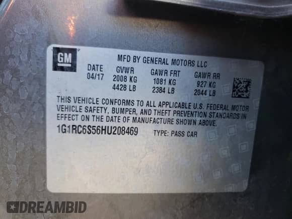 2017 Chevrolet Volt LT с VIN 1G1RC6S56HU208469, выставлен на аукционе Copart как лот 39404603 с пробегом 64 805 миль миль и . История ставок и продаж доступна на DreamBid. Изображение 12.