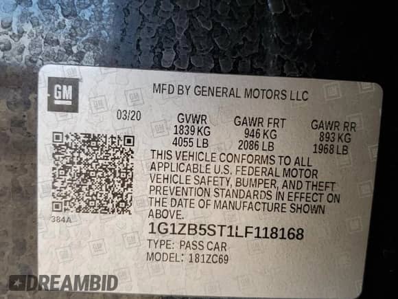 2020 Chevrolet Malibu LS z VIN 1G1ZB5ST1LF118168, wystawiony jako Copart lot #62535555 z przebiegiem 97 288 mil mil oraz Szkoda całkowita • Salvage title. Historia ofert i sprzedaży dostępna na DreamBid. Obrazek 12.