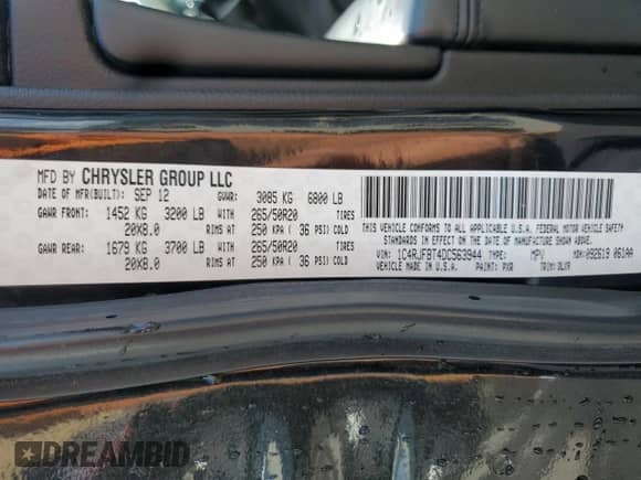 2013 Jeep Grand Cherokee Limited с VIN 1C4RJFBT4DC563944, выставлен на аукционе Copart как лот 80094825 с пробегом 204 786 миль миль и Списание • Salvage title. История ставок и продаж доступна на DreamBid. Изображение 13.