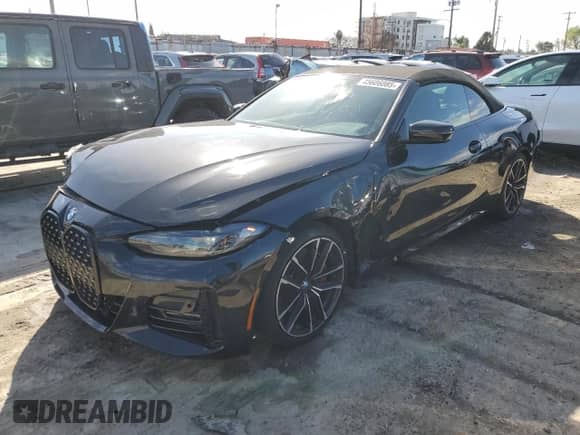 2023 BMW 4 Series 430i z VIN WBA23AT02PCL61138, wystawiony jako Copart lot #45606085 z przebiegiem 18 698 mil mil oraz Szkoda całkowita • Salvage title. Historia ofert i sprzedaży dostępna na DreamBid. Obrazek 1.