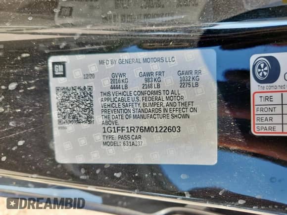 2021 Chevrolet Camaro 1SS с VIN 1G1FF1R76M0122603, выставлен на аукционе Copart как лот 84431785 с пробегом 38 309 миль миль и Списание • Salvage title. История ставок и продаж доступна на DreamBid. Изображение 12.