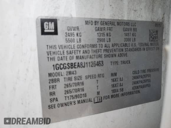 2018 Chevrolet Colorado 2WD Work Truck with VIN 1GCGSBEA8J1126463, listed as a Copart auction lot 90651355 with 235,085 mi miles and Clean title. Bid and sale history available at DreamBid. Image 12.