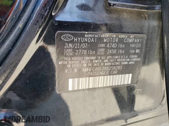 2008 Hyundai Azera Limited с VIN KMHFC46F28A258283, выставлен на аукционе Copart как лот 70442394 с пробегом 189 252 миль миль и Списание • Salvage title. История ставок и продаж доступна на DreamBid. Изображение 14.