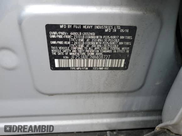 2017 Subaru Forester z VIN JF2SJABC2HH408727, wystawiony jako Copart lot #57682295 z przebiegiem 219 609 mil mil oraz Czysty tytuł • Clean title. Historia ofert i sprzedaży dostępna na DreamBid. Obrazek 12.