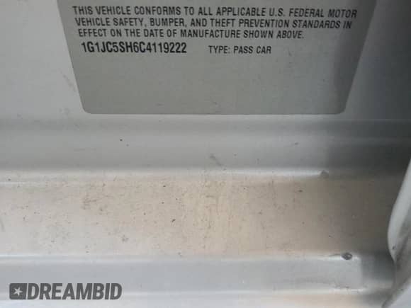 2012 Chevrolet Sonic LT с VIN 1G1JC5SH6C4119222, выставлен на аукционе Copart как лот 81915325 с пробегом 140 917 миль миль и Списание • Salvage title. История ставок и продаж доступна на DreamBid. Изображение 12.