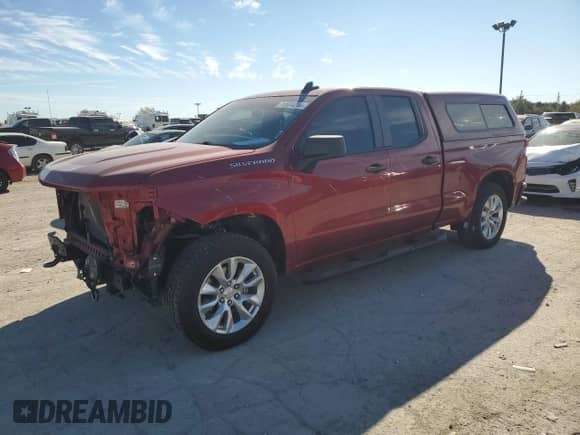 2021 Chevrolet Silverado 1500 Custom with VIN 1GCRYBEF6MZ147725, listed as a Copart auction lot 76604014 with 34,544 mi miles and Salvage title. Bid and sale history available at DreamBid. Image 1.