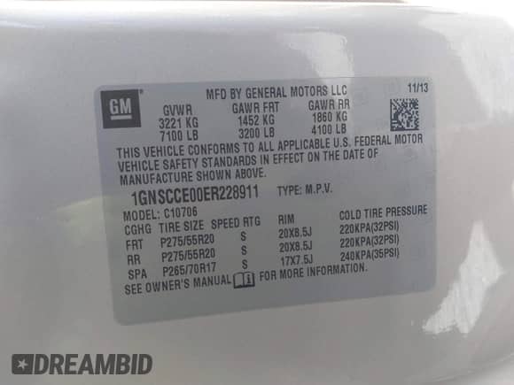 2014 Chevrolet Tahoe LTZ с VIN 1GNSCCE00ER228911, выставлен на аукционе IAAI как лот 41732239 с пробегом 216 743 миль миль и . История ставок и продаж доступна на DreamBid. Изображение 9.