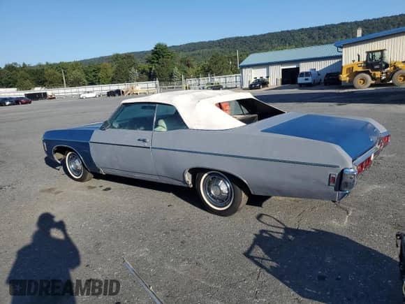 1969 Chevrolet Impala z VIN 164679T033832, wystawiony jako Copart lot #71419705 z przebiegiem 88 475 mil mil oraz Czysty tytuł • Clean title. Historia ofert i sprzedaży dostępna na DreamBid. Obrazek 2.