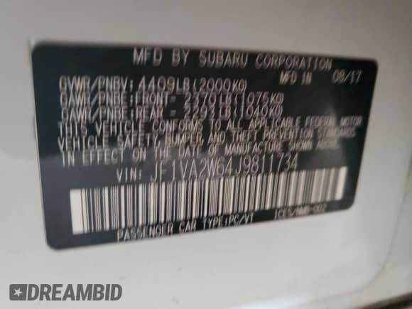 2018 Subaru WRX STI Limited с VIN JF1VA2W64J9811734, выставлен на аукционе Copart как лот 63633825 с пробегом 52 767 миль миль и Списание • Salvage title. История ставок и продаж доступна на DreamBid. Изображение 12.