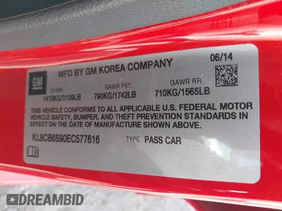 2014 Chevrolet Spark LS с VIN KL8CB6S90EC577616, выставлен на аукционе IAAI как лот 43167169 с пробегом 120 519 миль миль и . История ставок и продаж доступна на DreamBid. Изображение 9.
