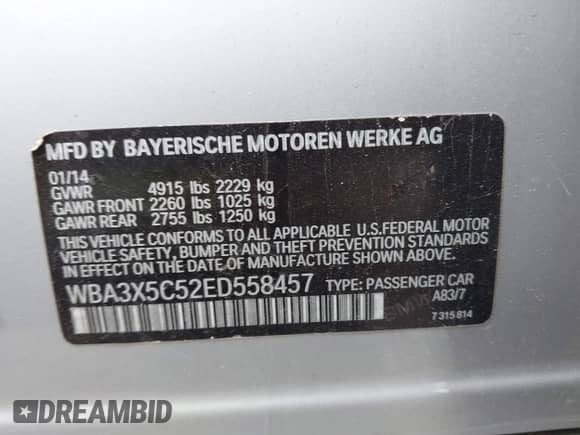 2014 BMW 3 Series 328i Gran Turismo xDrive с VIN WBA3X5C52ED558457, выставлен на аукционе IAAI как лот 43039361 с пробегом 144 828 миль миль и . История ставок и продаж доступна на DreamBid. Изображение 9.