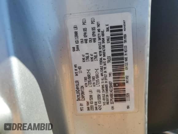 2004 Dodge 3500 SLT with VIN 3D7MU48614G158487, listed as a Copart auction lot 69199324 with 122,891 mi miles and Salvage title. Bid and sale history available at DreamBid. Image 14.