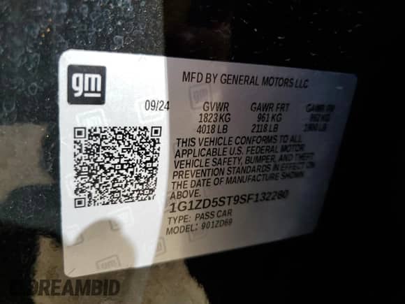 2025 Chevrolet Malibu LT с VIN 1G1ZD5ST9SF132280, выставлен на аукционе Copart как лот 89535695 с пробегом Не указан миль и На запчасти • Non repairable. История ставок и продаж доступна на DreamBid. Изображение 13.