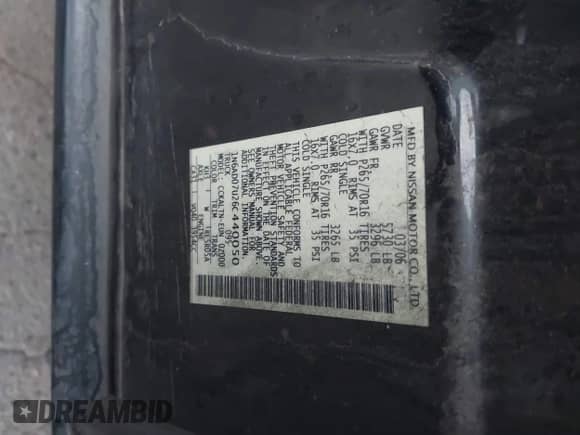2006 Nissan Frontier LE with VIN 1N6AD07U26C440050, listed as a IAAI auction lot 42109440 with 246,468 mi miles and . Bid and sale history available at DreamBid. Image 9.