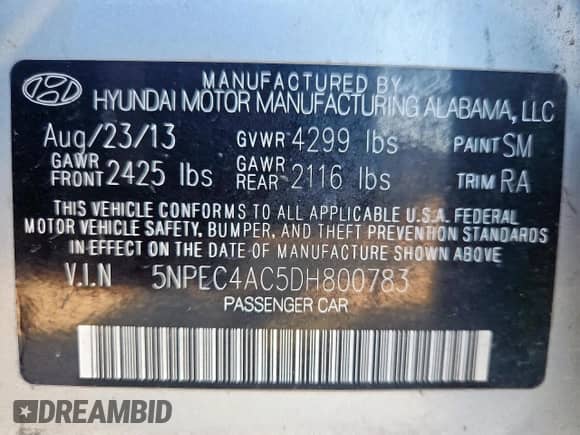 2013 Hyundai Sonata Limited с VIN 5NPEC4AC5DH800783, выставлен на аукционе Copart как лот 86179405 с пробегом 155 775 миль миль и Чистый • Clean title. История ставок и продаж доступна на DreamBid. Изображение 12.