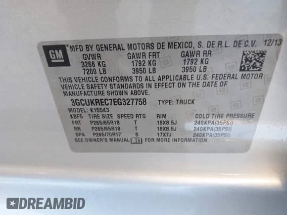 2014 Chevrolet Silverado 1500 LT z VIN 3GCUKREC7EG327758, wystawiony jako IAAI lot #43253807 z przebiegiem 103 699 mil mil oraz . Historia ofert i sprzedaży dostępna na DreamBid. Obrazek 9.