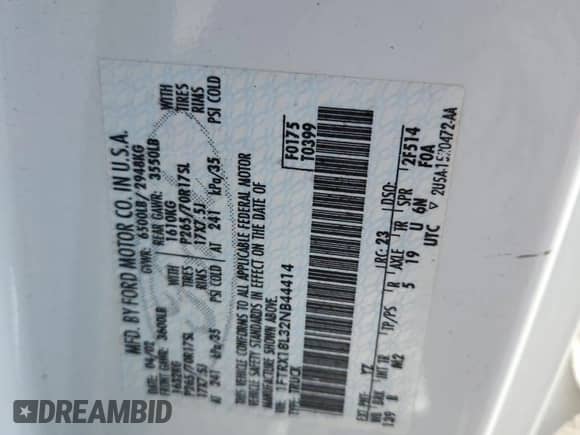 2002 Ford F-150 XL с VIN 1FTRX18L32NB44414, выставлен на аукционе Copart как лот 85088035 с пробегом Не указан миль и Списание • Salvage title. История ставок и продаж доступна на DreamBid. Изображение 12.