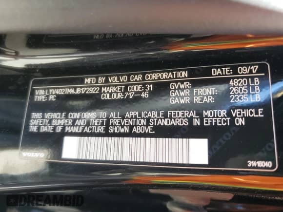 2018 Volvo S60 Inscription Platinum с VIN LYV402TM4JB172922, выставлен на аукционе Copart как лот 54655585 с пробегом 38 002 миль миль и Списание • Salvage title. История ставок и продаж доступна на DreamBid. Изображение 13.