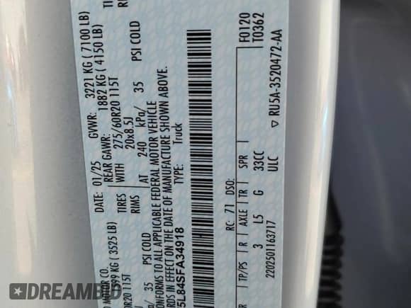 2025 Ford F-150 Lariat with VIN 1FTFW5L84SFA34918, listed as a Copart auction lot 67791115 with 2,610 mi miles and Salvage title. Bid and sale history available at DreamBid. Image 13.