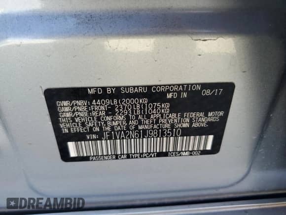 2018 Subaru WRX STI with VIN JF1VA2N61J9813510, listed as a Copart auction lot 84058415 with 32,169 mi miles and Salvage title. Bid and sale history available at DreamBid. Image 12.