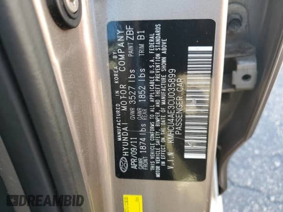 2012 Hyundai Accent GLS with VIN KMHCU4AE3CU035899, listed as a Copart auction lot 68440305 with 70,503 mi miles and Clean title. Bid and sale history available at DreamBid. Image 12.