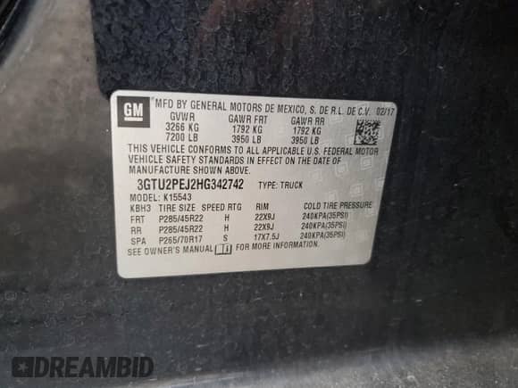 2017 GMC Sierra 1500 Denali с VIN 3GTU2PEJ2HG342742, выставлен на аукционе Copart как лот 71389425 с пробегом 95 513 миль миль и Списание • Salvage title. История ставок и продаж доступна на DreamBid. Изображение 12.