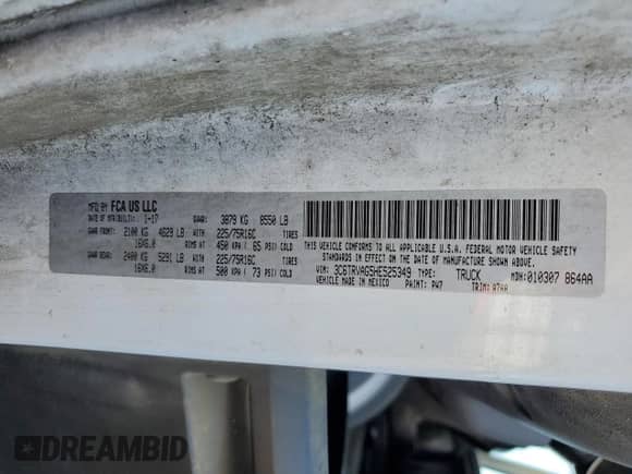 2017 Ram ProMaster Cargo с VIN 3C6TRVAG5HE525349, выставлен на аукционе Copart как лот 81800615 с пробегом 180 141 миль миль и Чистый • Clean title. История ставок и продаж доступна на DreamBid. Изображение 13.